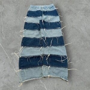 Y2K Two-Tone Distressed Patchwork Baggy Jeans Vintage 24x28